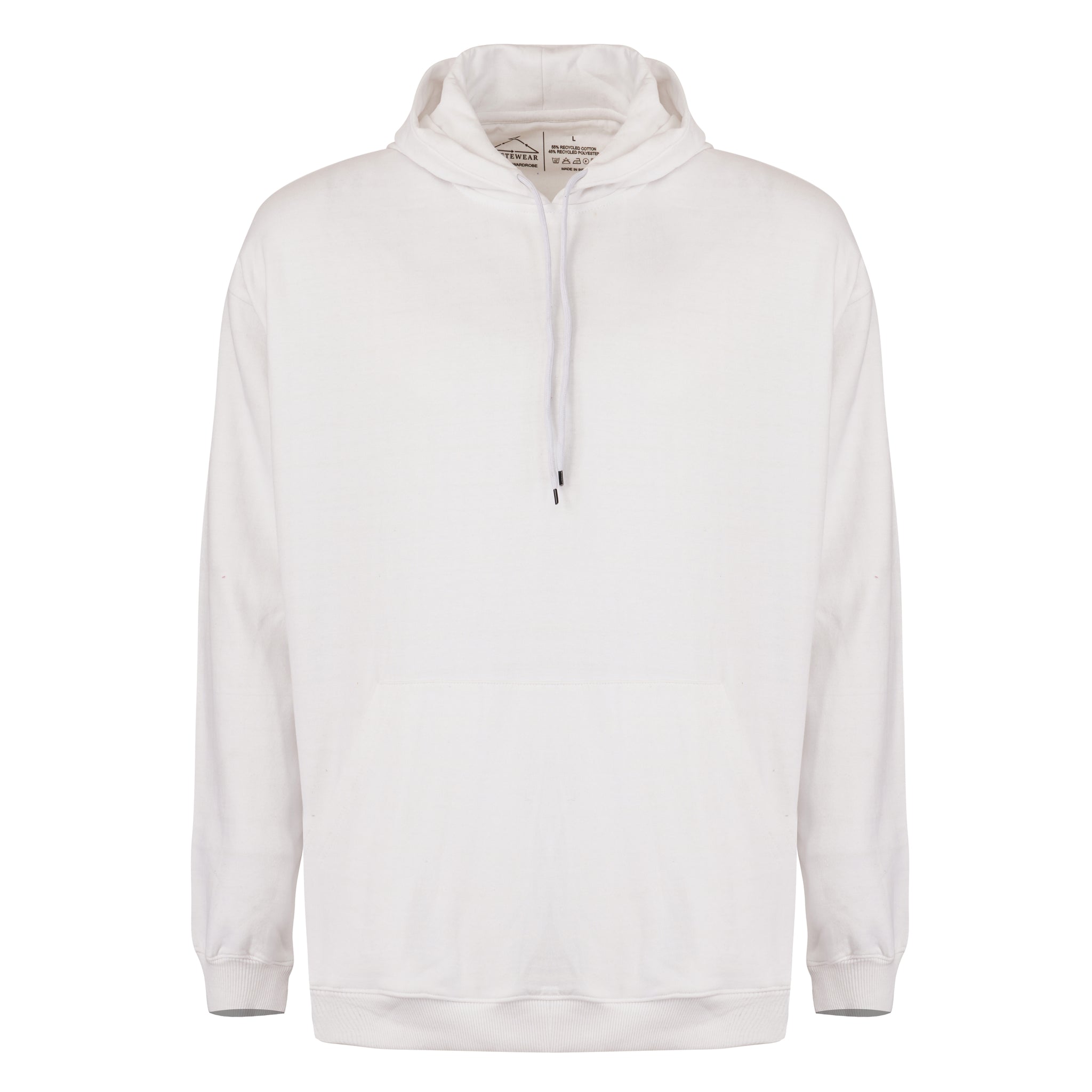 White 100% Recycled Fleece Hoodie